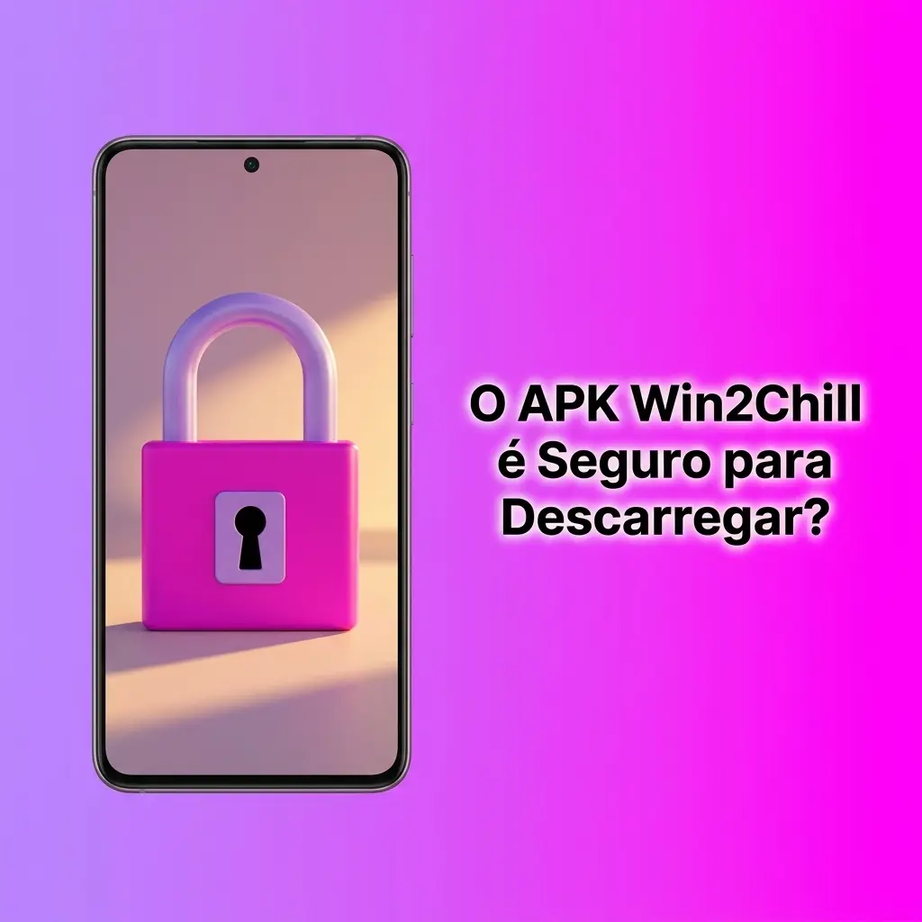 Logotipo da aplicação Win2Chill APK com ícone de segurança e cadeado, indicando download seguro em Portugal