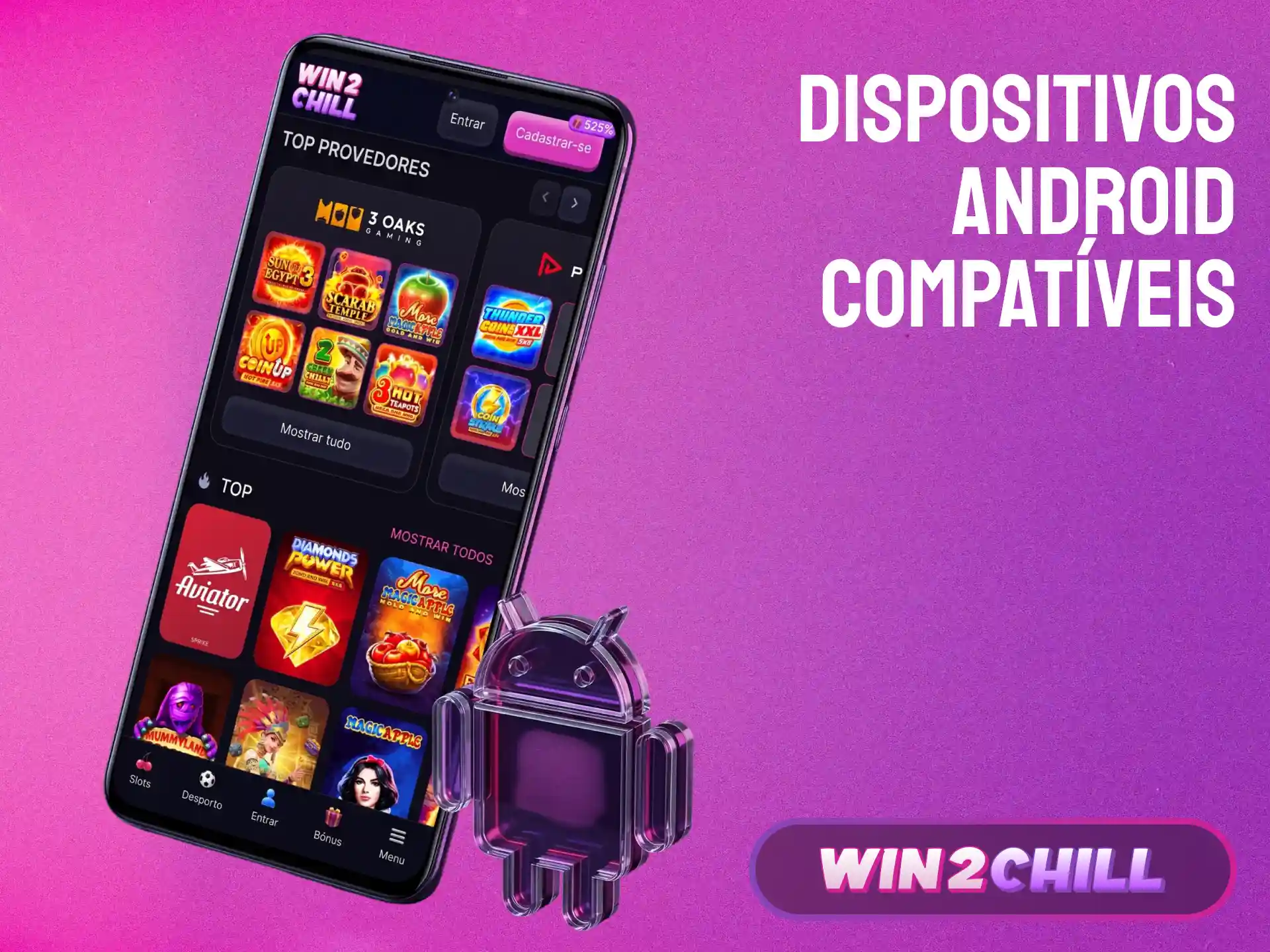 Lista de dispositivos Android compatíveis com a app Win2Chill em Portugal.