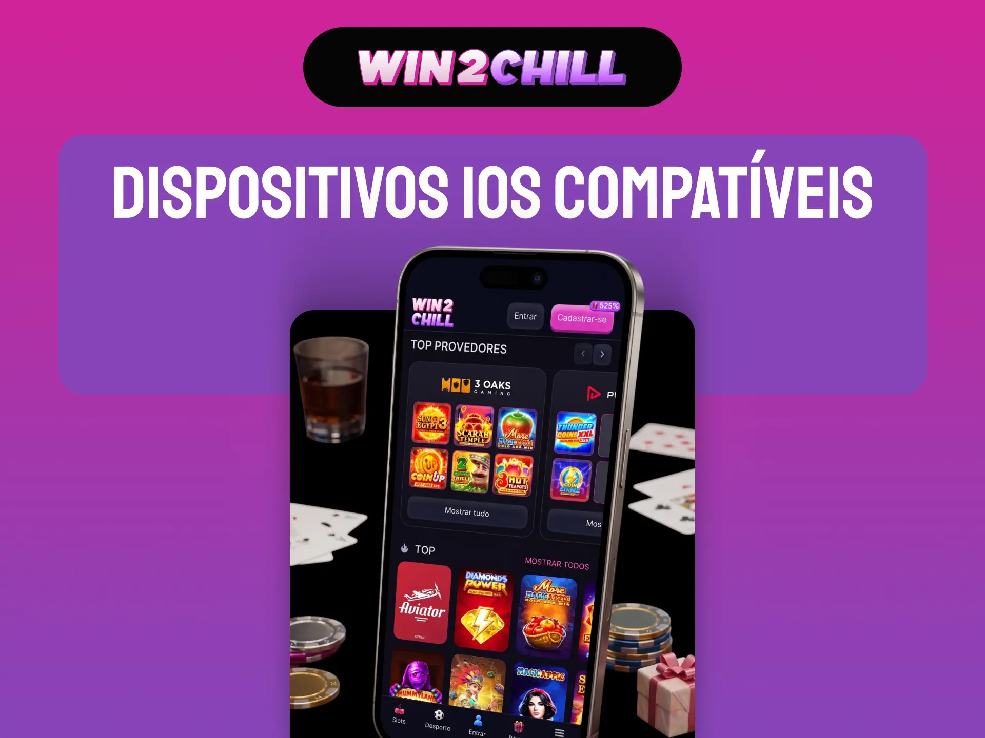 Lista de dispositivos iOS compatíveis com a PWA Win2Chill em Portugal.