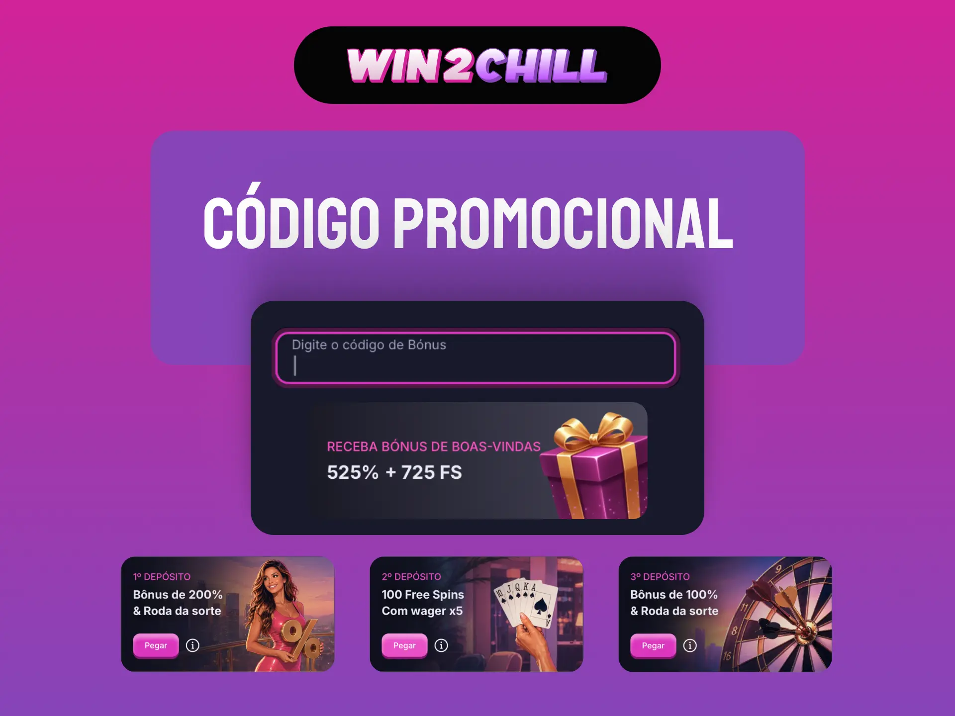 Código promocional Win2Chill para ativar bónus adicionais em Portugal.