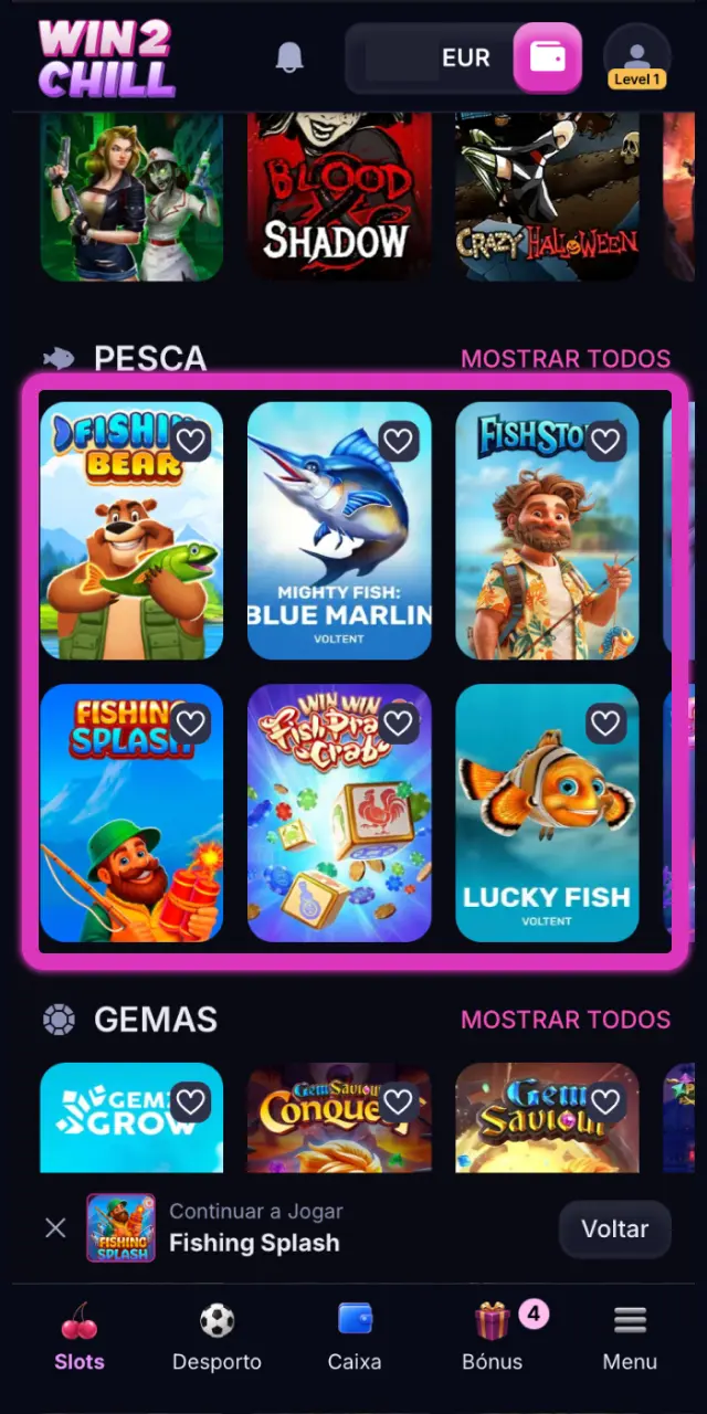 Aposte a dinheiro real na Win2Chill e veja os seus ganhos creditados no saldo.