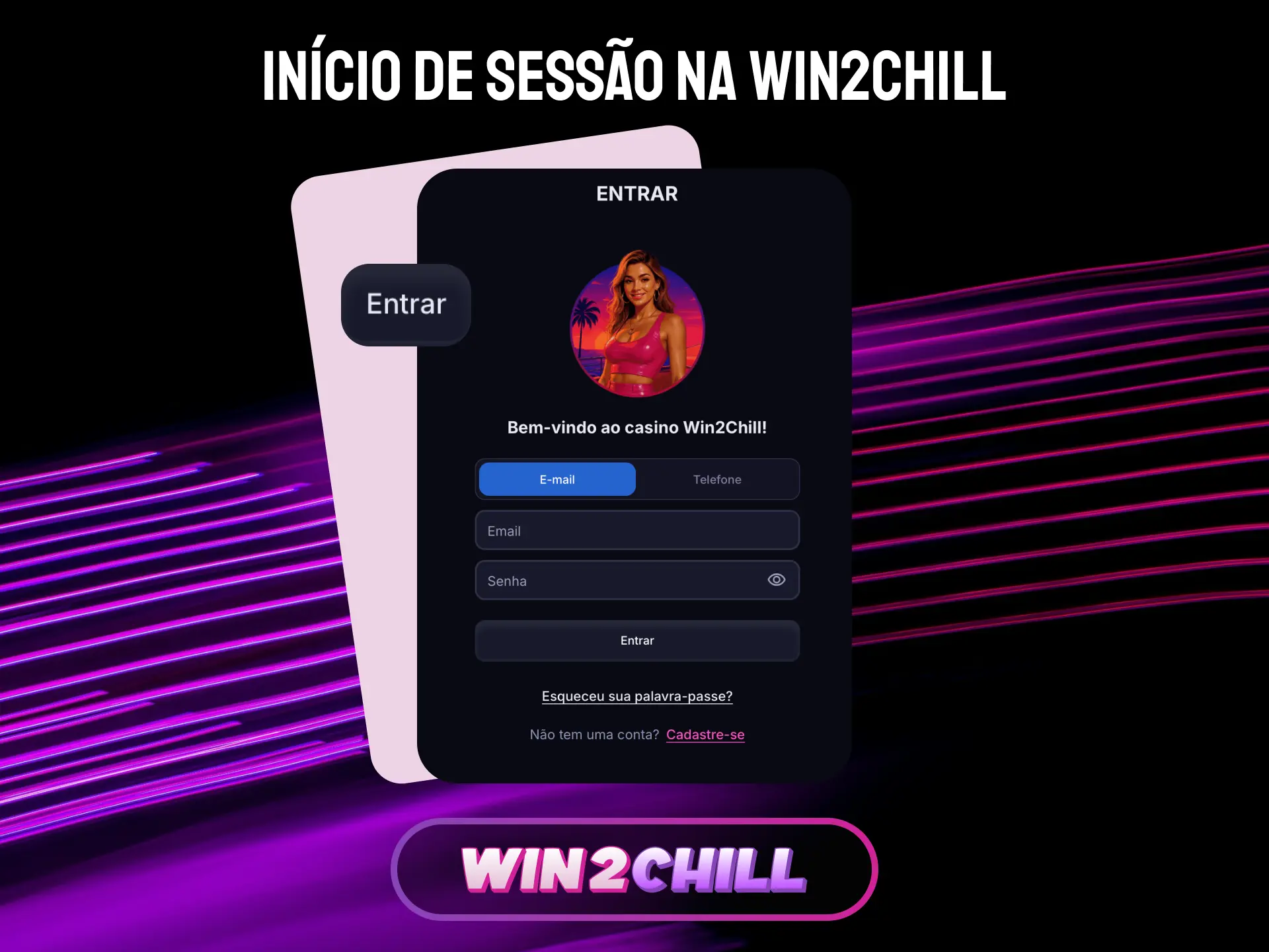 Início de sessão na Win2Chill com e-mail e palavra-passe para jogadores portugueses.