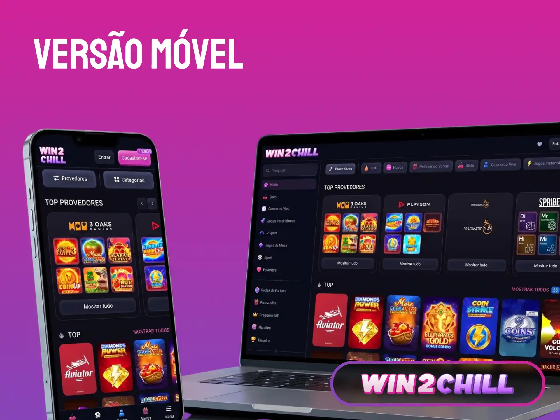 Versão móvel da Win2Chill para jogar casino no browser sem descarregar app.