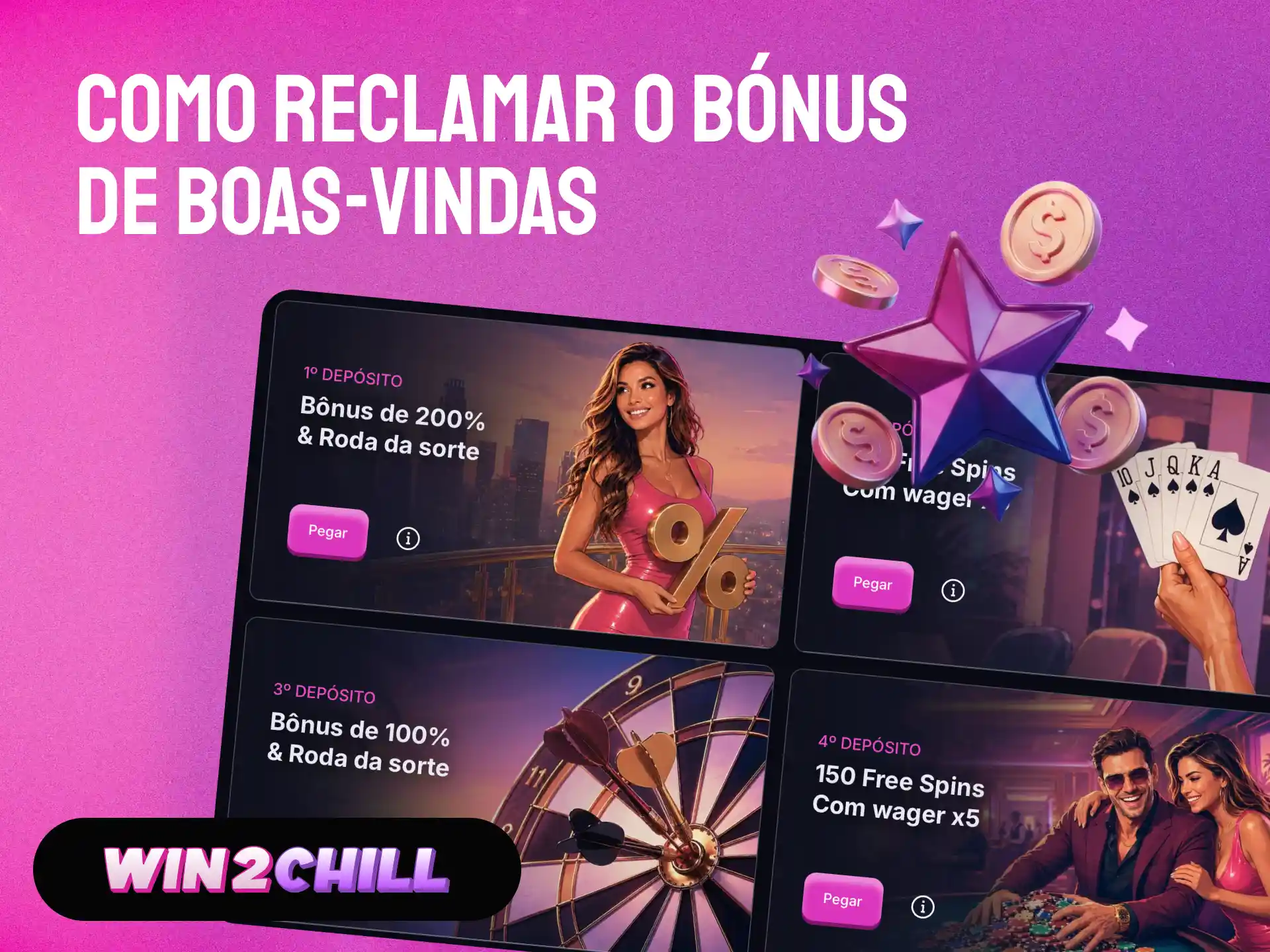 Como reclamar o bónus de boas-vindas na Win2Chill após o primeiro depósito.