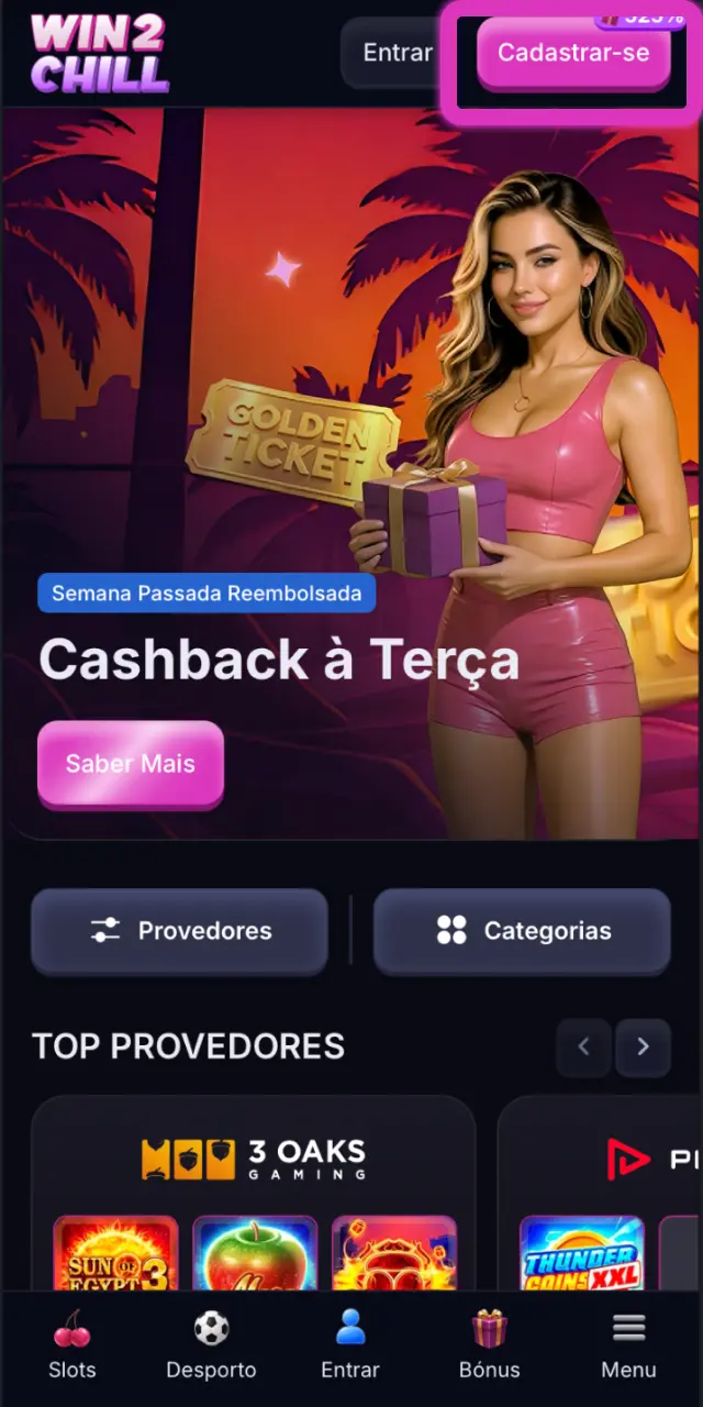 Abra o formulário de registo Win2Chill e inicie a criação da sua conta.