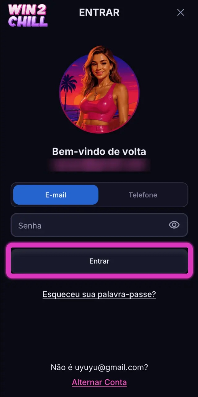 Inicie sessão na sua conta Win2Chill para iniciar o processo de verificação.